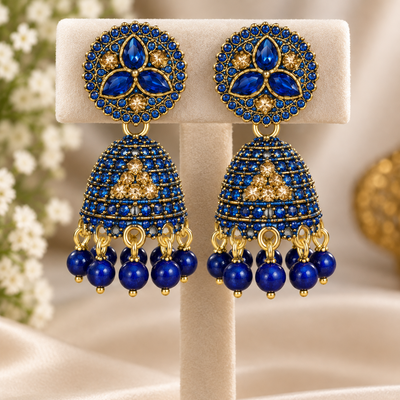 Gold-tone Jhumka, Blue
