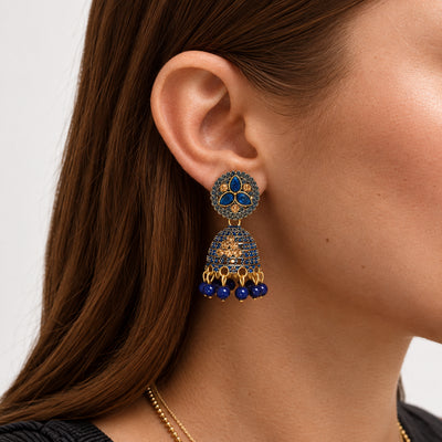 Gold-tone Jhumka, Blue