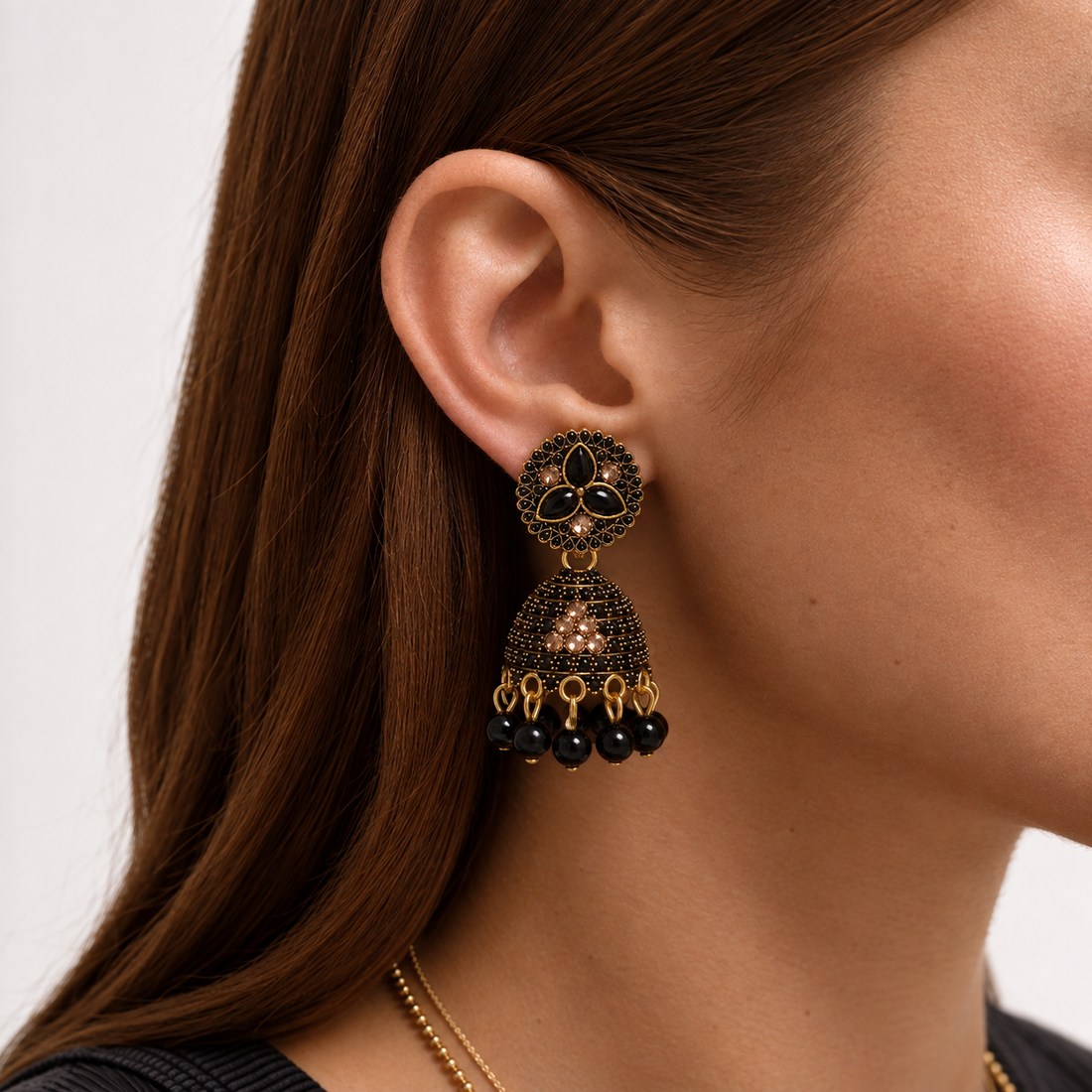 Gold-tone Jhumka, Black