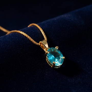 Oval Solitaire Pendant, oval crystal on a silver-tone imitation chain
