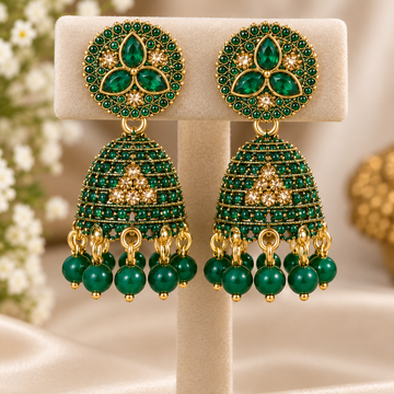 Gold-tone Jhumka, Green