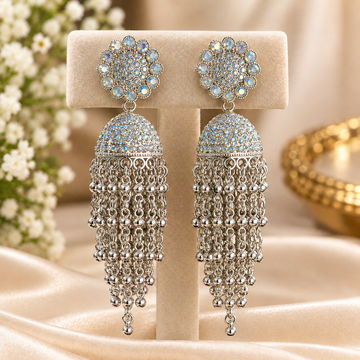 Oxidised Jhumka, Flower Cluster, oxidised imitation jhumka earrings with a clustered floral face