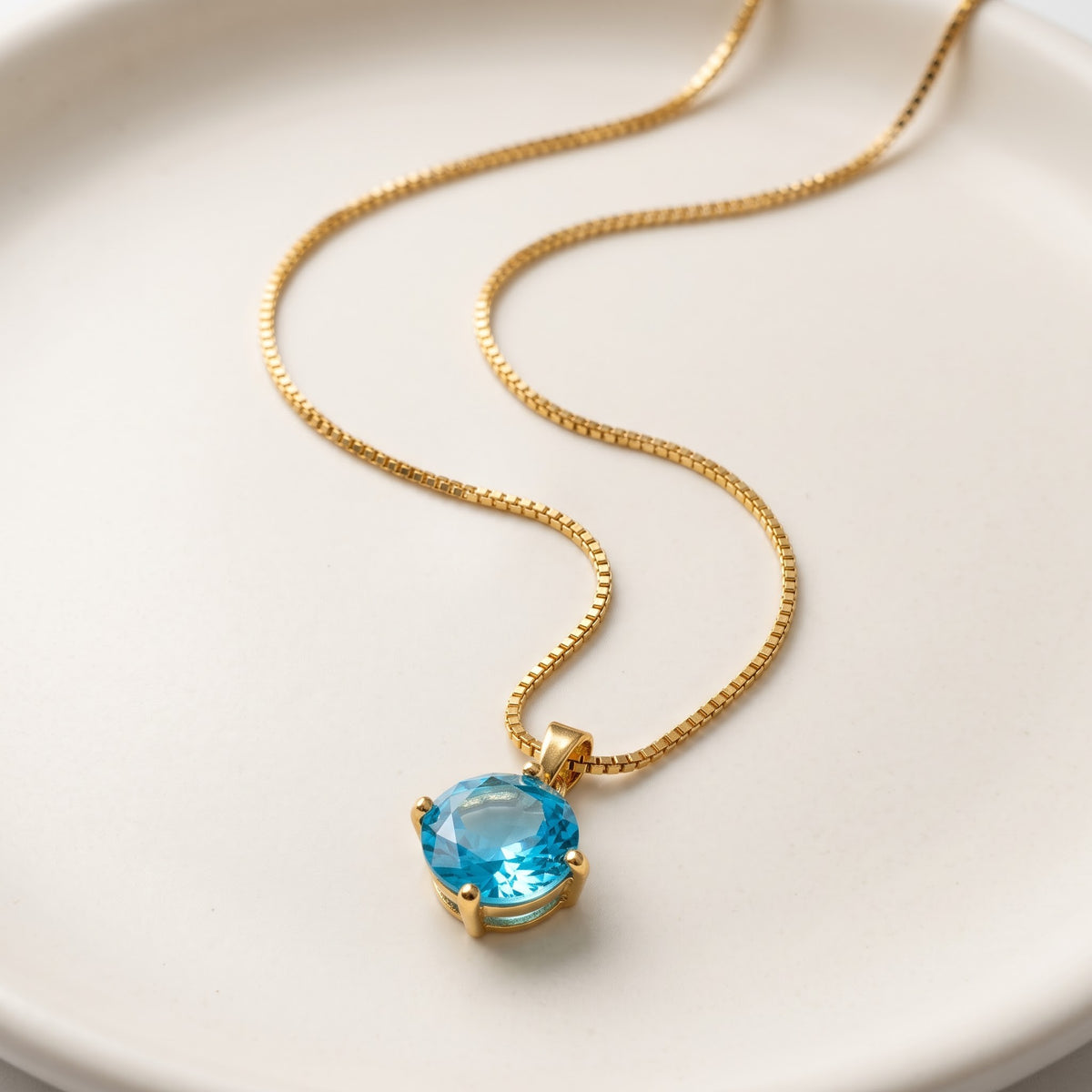 Round Solitaire Pendant, round crystal on an imitation chain, view 8 of 8