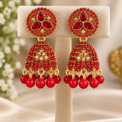 Gold-tone Jhumka, Red