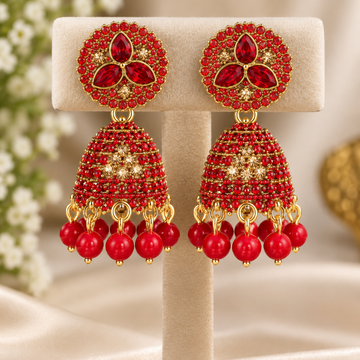 Gold-tone Jhumka, Red