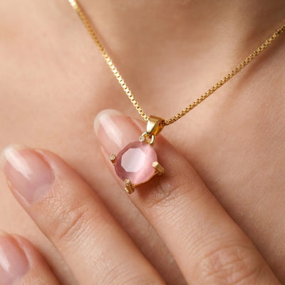 Round Solitaire Pendant, round crystal on an imitation chain, view 6 of 8